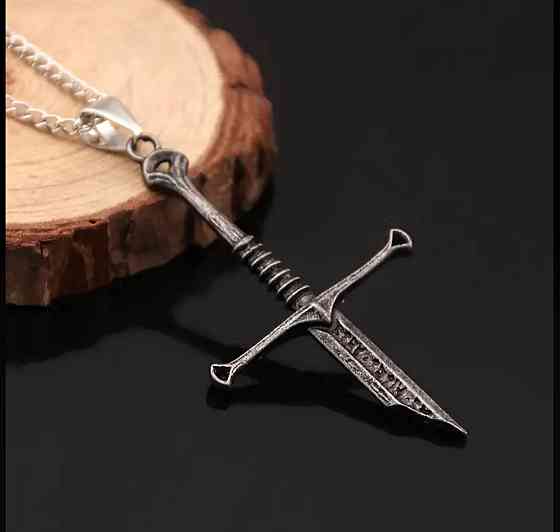 Кулон меч готичний на ланцюжку – темне срібло Київ