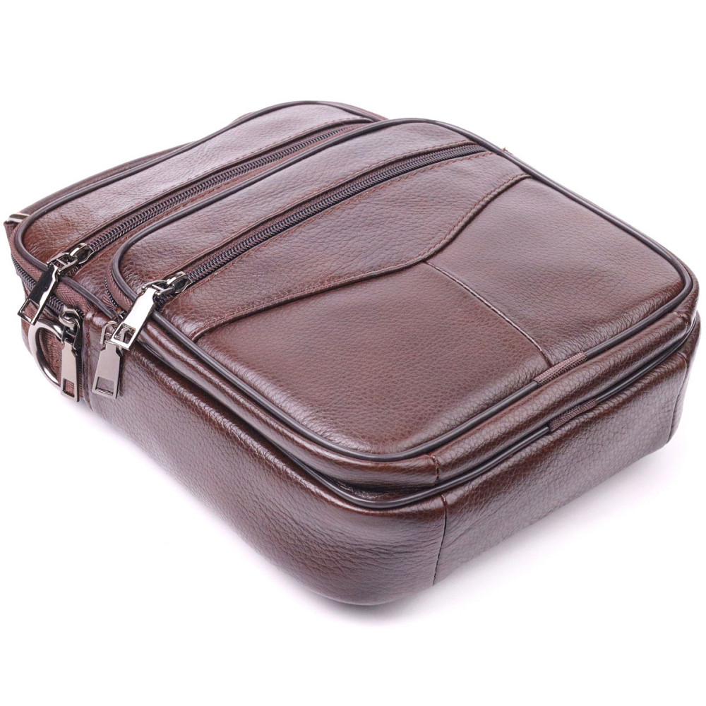 Удобная мужская сумка с ручкой кожаная 21276 Vintage Коричневая Киев - изображение 7