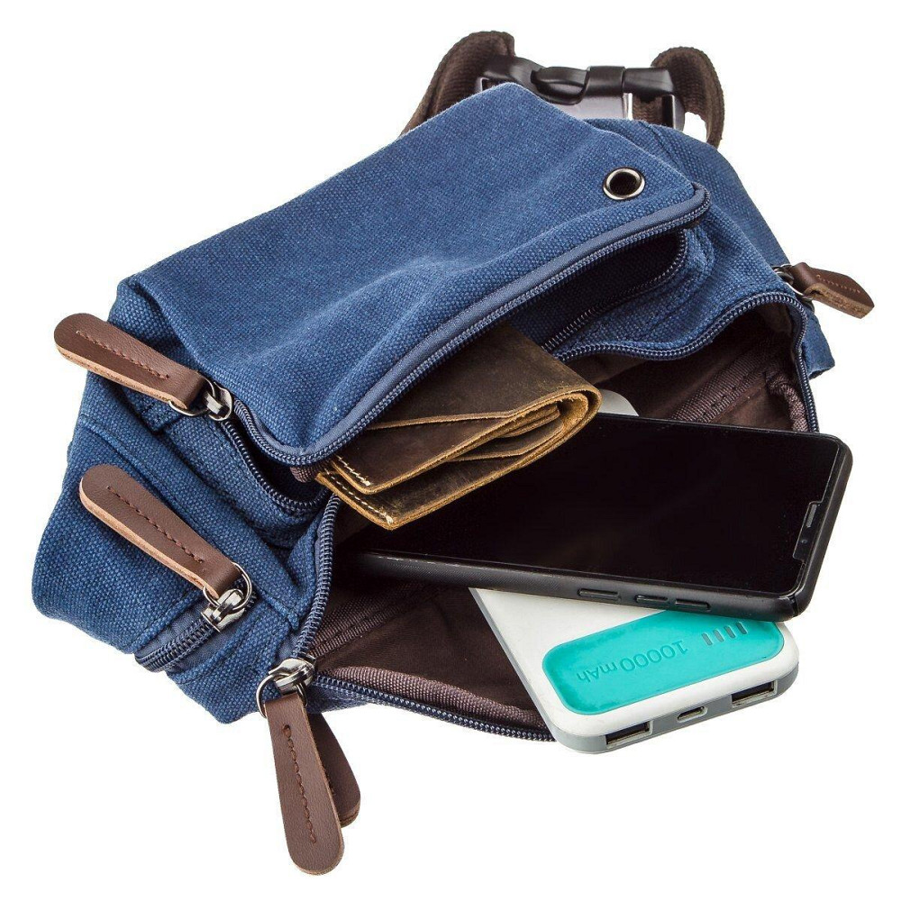 Сумка поясная текстильная Vintage 20173 Синяя Киев - изображение 3