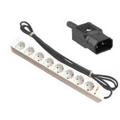 Силовой блок 19" 1U 8xSchuko, вилка IEC C14, кабель 3м. Conteg (DP-RP-08-SCHUF-IEEC14) Винница