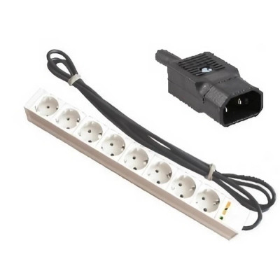 Силовой блок 19" 1U 8xSchuko, вилка IEC C14, кабель 3м. Conteg (DP-RP-08-SCHUF-IEEC14) Винница - изображение 2