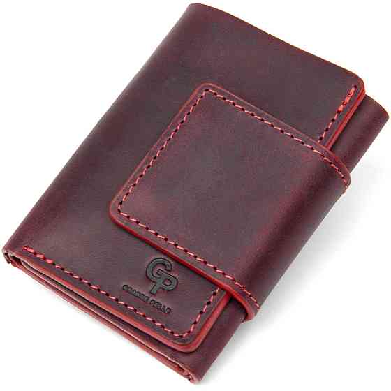 Матовое винтажное портмоне GRANDE PELLE 11454 Бордовый Киев