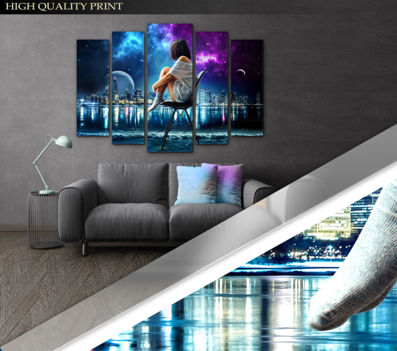 Модульна картина у вітальню / спальню Погляд на місто Art-374_5 ( 80х118см ) Київ