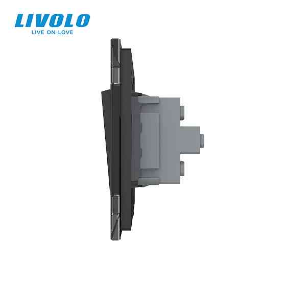 LIVOLO Двоклавішний прохідний вимикач Livolo чорний скло (VL-C7FCMKS-1BP) Коломыя