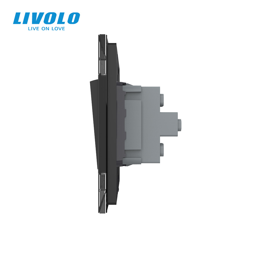 LIVOLO Двоклавішний прохідний вимикач Livolo чорний скло (VL-C7FCMKS-1BP) Коломыя - изображение 4