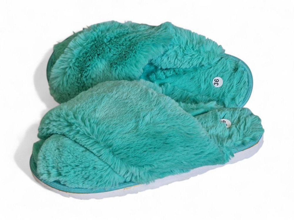 Жіночі капці відкриті нахрест хутряні, паго, бірюза Одеса - фото 5