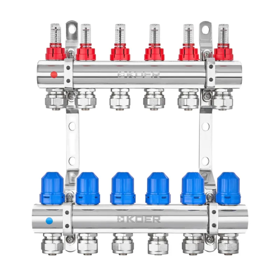 Коллекторный блок с расходомерами и евроконусами Koer KR.1210-6 - 1