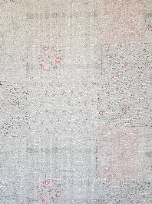 Шпалери вініл на флізеліні A.S.Creation Maison charme 0.53x10 прованс під плитку квіти смуги рожеві сірі Київ - фото 1