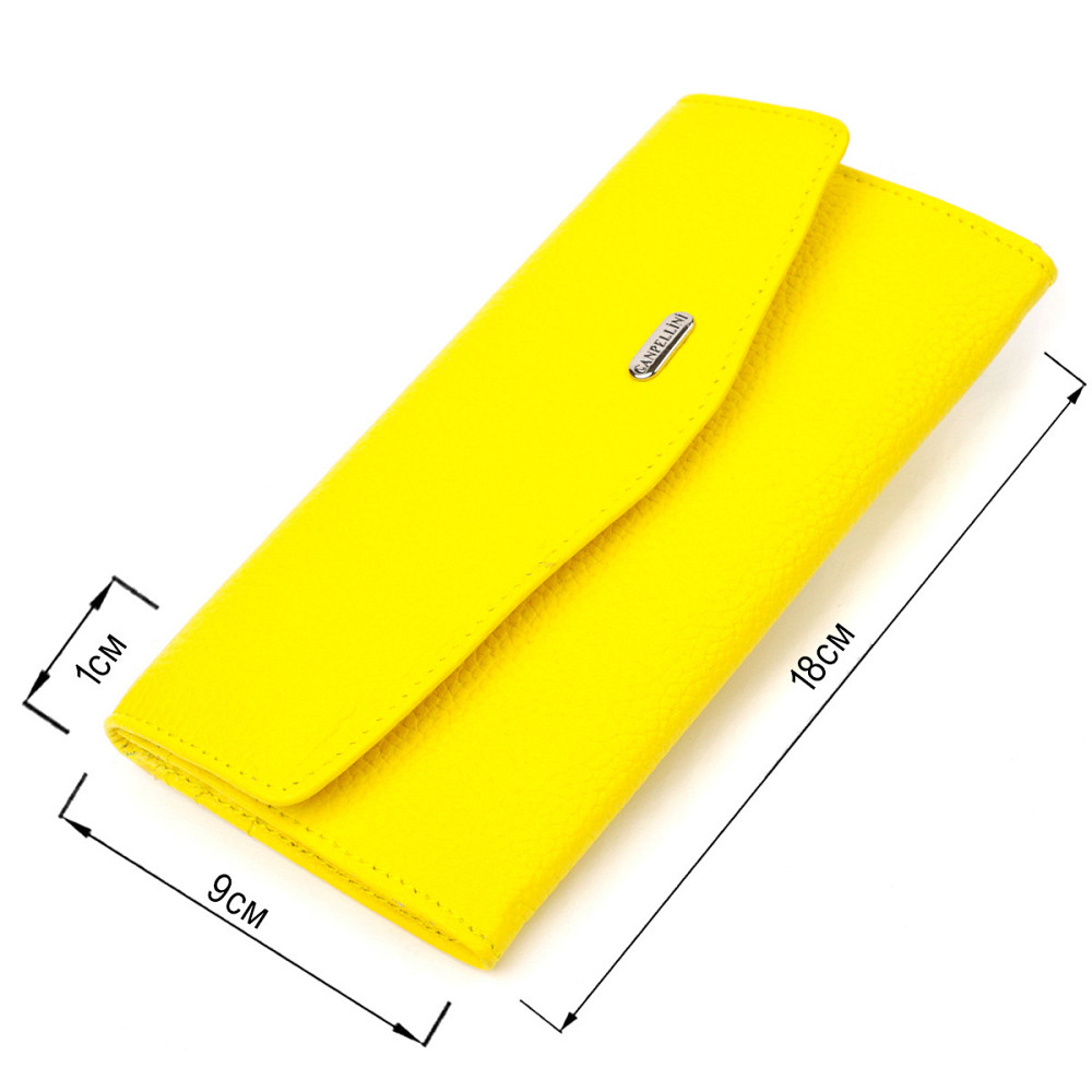 Яркое женское портмоне из натуральной кожи флотар CANPELLINI 21697 Желтое Киев - изображение 3