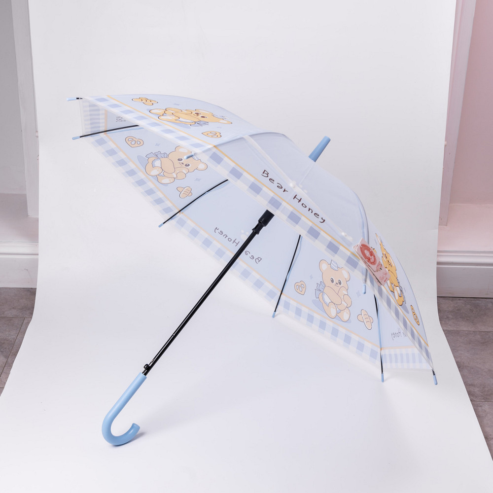 Класична дитяча парасолька-тростина напівавтомат з поліестеру міцна надійна 8 спиць діаметр 94 см Блакитний HP-23-11BL Коломыя - изображение 8