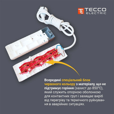 Мережевий подовжувач TECCO 3м 2 поста white (8681277841118) Вінниця - фото 4