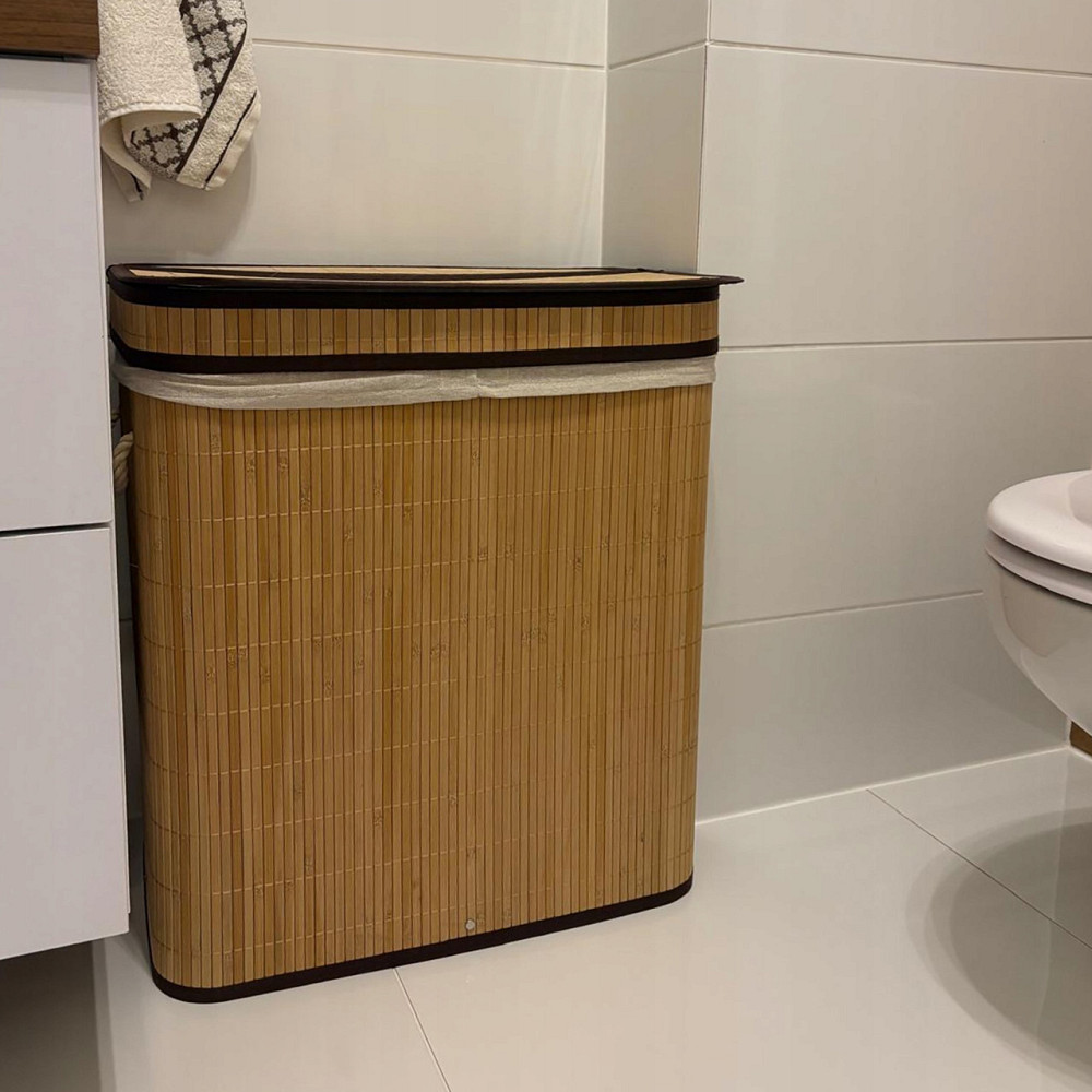 Бамбуковий кошик 100 літрів для білизни з двома відділеннями Ruhhy (24269) Нововолинськ - фото 9