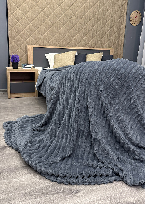 Плед-покривало смужка Шарпей 200х225 см (+-10см) Сірий (87-151) Київ - фото 7