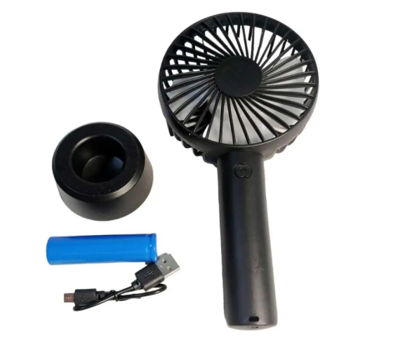 Вентилятор ручний акумуляторний 9419 з підставкою, чорний Вінниця