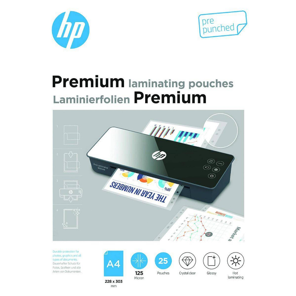 Плівка для ламінування HP Premium Pouches A4 pre-punched, 125 Mic, 228 x 303, 25 pcs Винница - изображение 1