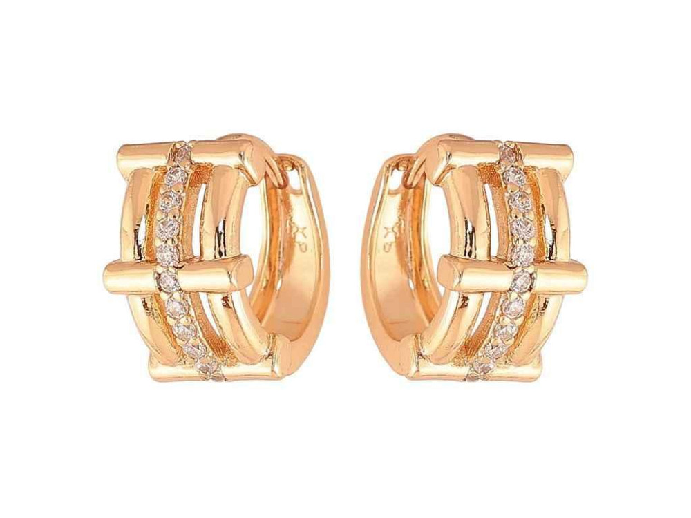 Сережки кільця Позолота 18K Візерунок з кристалами арт.307354 ТМ XUPING Київ - фото 1