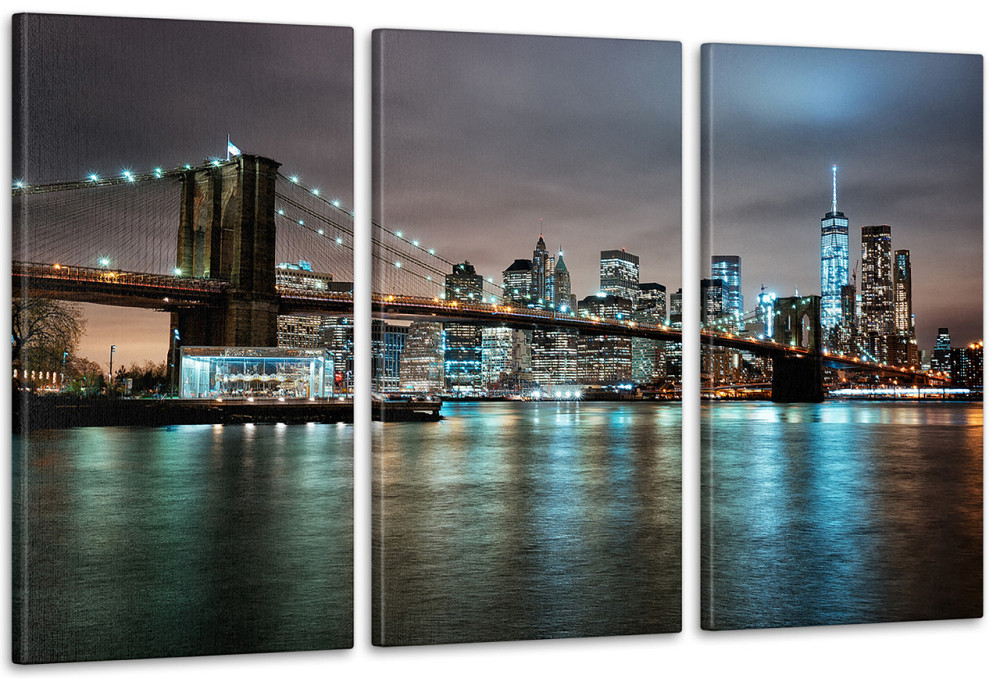 Модульна картина Нічної міста Art-53_3А 70x130 см Київ - фото 1