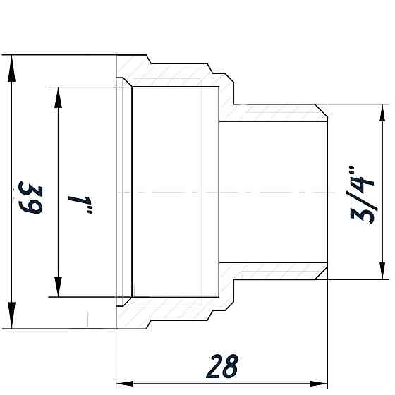 Переходник редукционный 1″х3/4″ВН никелированный восьмигранный NK543O OPTIMUM Киев