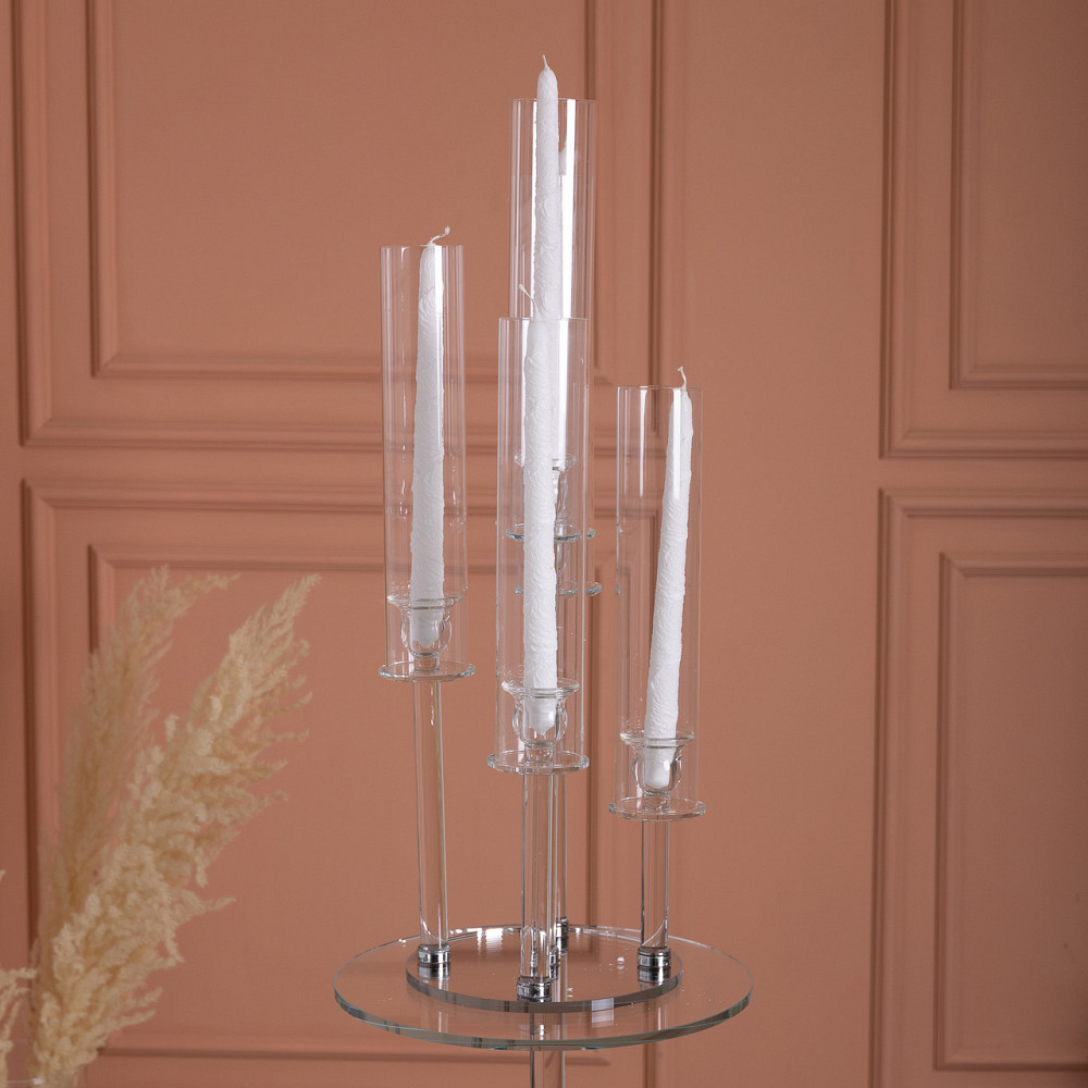 Підсвічник скляний на 5 свічок 20×72.5 см підсвічник декоративний прозорий на ніжці HP-4-64 Коломия - фото 2