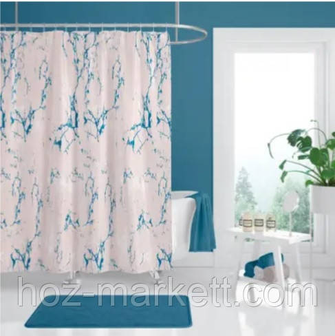 Тканевая шторка для душа Тропик 180 х 200 см Белый мрамор Харьков - изображение 1