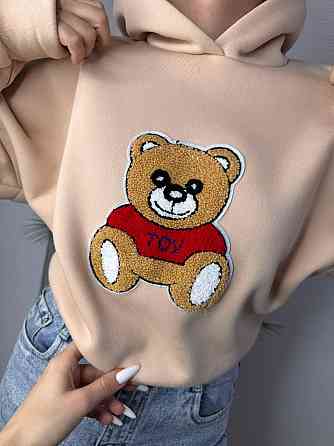 Жіноча стильна повсякденна худі з малюнком якісна тринитка на флісі Бежевий 2 Одеса