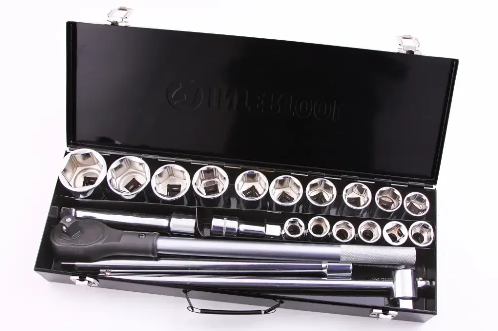 Набір голівок 3/4, 6-г. 21 ед. Intertool Storm 19-50мм з трещетою, триудлін., коміром в мет.чмоодом Вінниця - фото 1