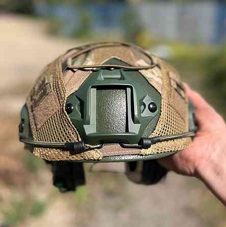 Тактический комплект шлем Fast + кавер + наушники Earmor М31 + крепление Чебурашка (Оливковый) M Винница