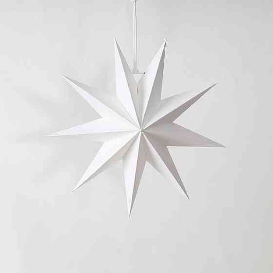 Картонна зірка дев`ятикутна об`ємна 45 см білий Київ