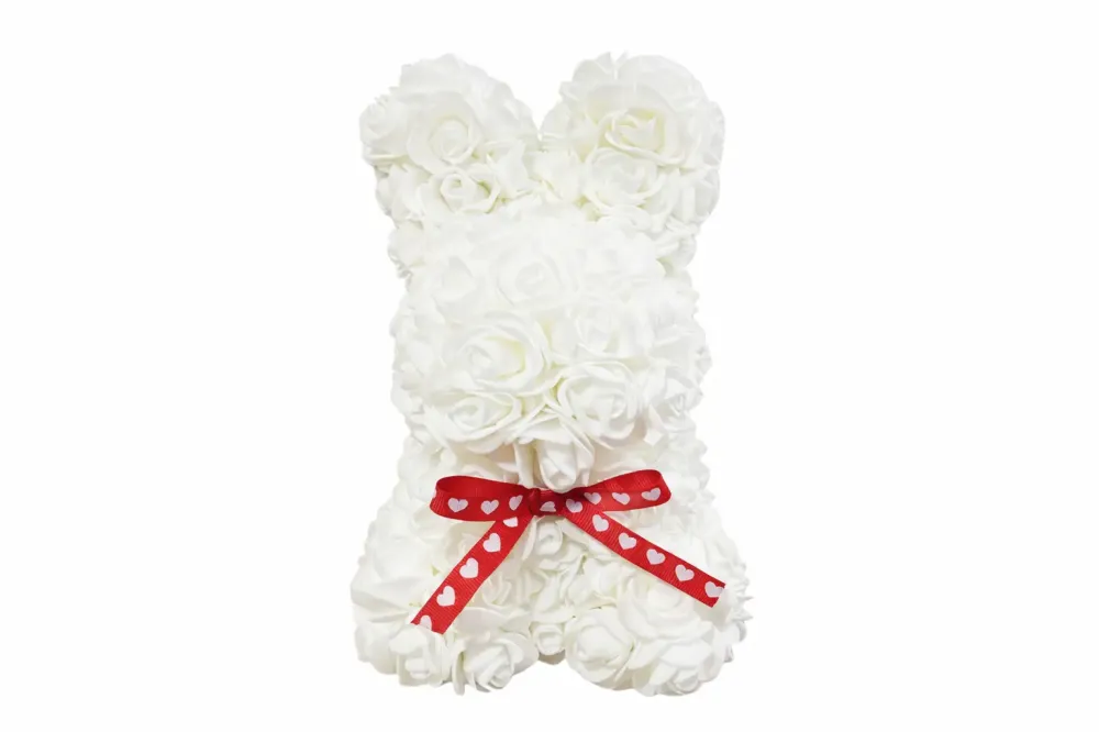 Зайчик из 3D роз в подарочной коробке KR-21 17/17/25см Белый Коломия - фото 1