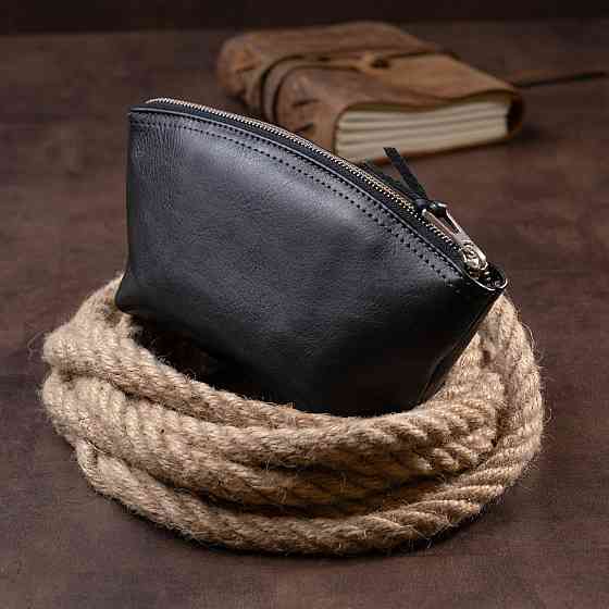 Жіноча косметичка зі шкіри Amelin GRANDE PELLE 11302 Чорна Київ