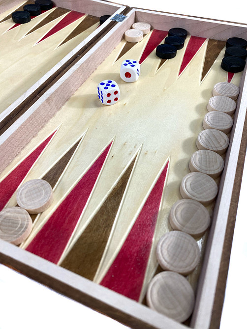 Шахова дошка для ігор 3 в 1 з натурального дерева розмір 32х32 см (M), шахи, шашки та нарди ручної роботи Кам'янець-Подільський - фото 9