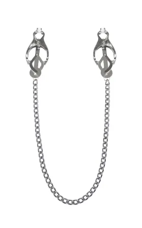 Затискачі для сосків з ланцюжком Feral Feelings - Clover nipple clamps, срібло/білий Львів