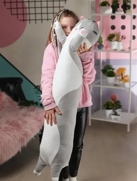 Kipo Мягкая Игрушка Кот Длинний 50см Подушка Обнимашка коричневый Коломия - фото 5