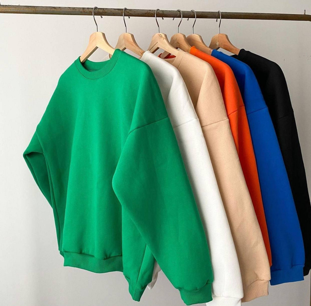 Женский теплый одноцветный свитшот оверсайз трехнитка на флисе Электрик Одесса - изображение 3