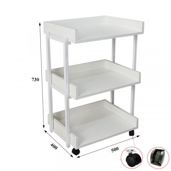 Візок косметологічний на 3 полиці з бортиками UK-04 Київ - фото 6