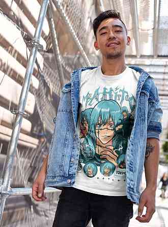 Футболка для хлопчика з аніме принтом Магічна битва оверсайз (зріст від 165 до 180) Чорний AnimeJ1160m Дніпро