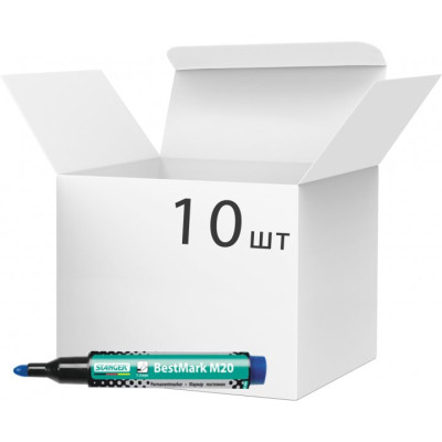 Маркер Stanger водостойкий, 1-3 мм, сокращенный синий 10 шт (MARKER-PER-STM20BL10) Винница - изображение 1