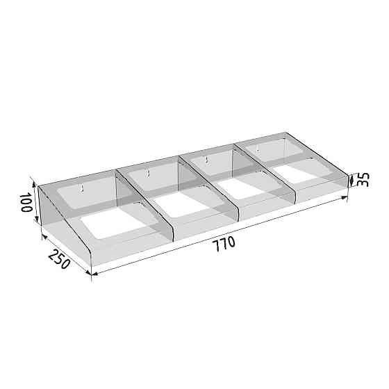 Подставка витрина EKOSTAR под ёмкости настенная 770x250x100 Киев