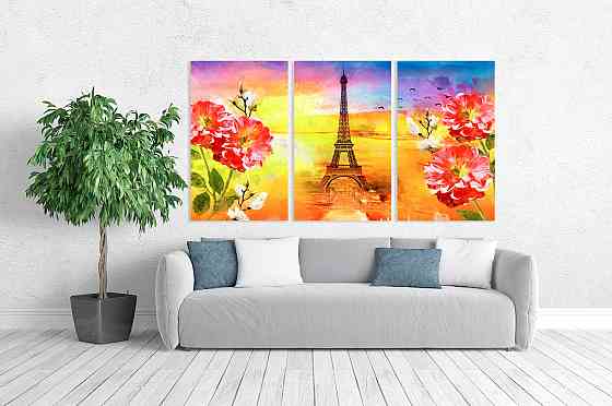 Модульная картина в гостиную / спальню  Париж  ART-233_3A 70х130 см Киев