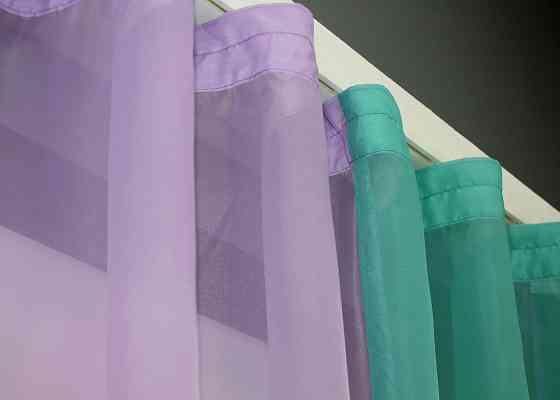 Кухонные шторы VR-Textil № 017к комбинированные с подвязками бирюзовый с сиреневым 265х170 см (52-1058) Киев