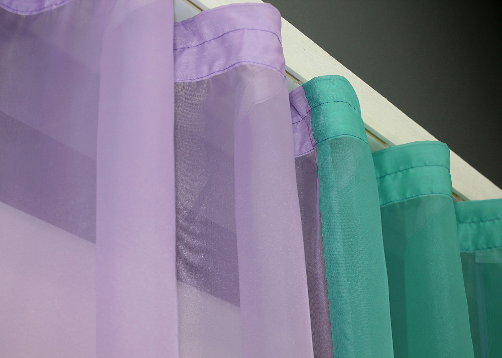 Кухонные шторы VR-Textil № 017к комбинированные с подвязками бирюзовый с сиреневым 265х170 см (52-1058) Киев - изображение 5