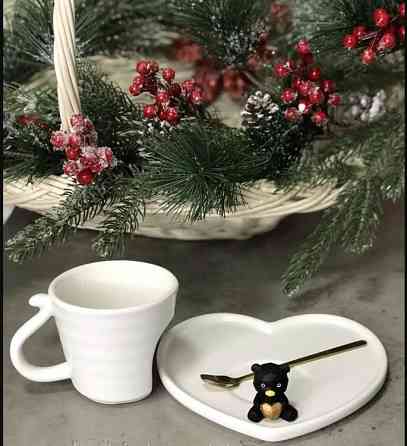 Набор чашка блюдце Влюбленный мишка (белый) Винница