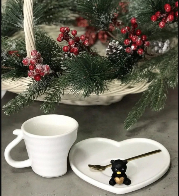 Набор чашка блюдце Влюбленный мишка (белый) Винница - изображение 1