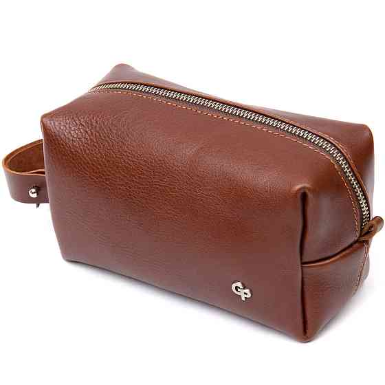 Чоловічий несесер з натуральної шкіри Коричневий (GRANDE PELLE) Київ