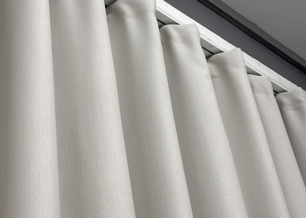 Двостороння шторна тканина блекаут з лляною фактурою, колекція “Scandi” колір димчасто-білий 1903ш Київ - фото 6