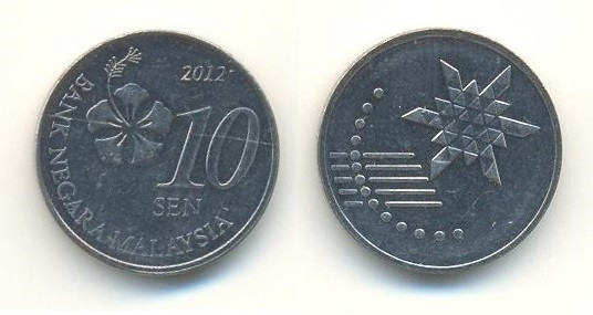 Malaysia Малайзія — 10 Sen 2012 UNC (БГ) Полтава - фото 1