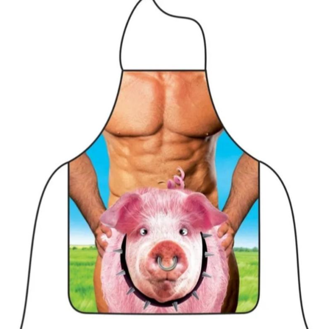 Фартух з приколом для чоловіків Порося 75 на 60 см різнобарвний Київ - фото 1