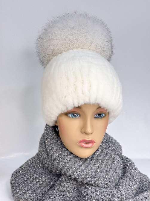 Шапка меховая женская бон Джина Rex Белый Вуаль Харьков - изображение 3