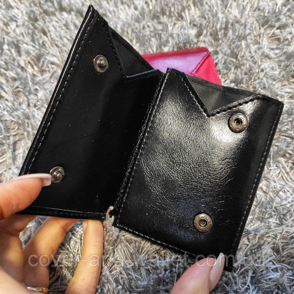 Компактний гаманець чорного кольору в три складання MD 610 Київ - фото 3