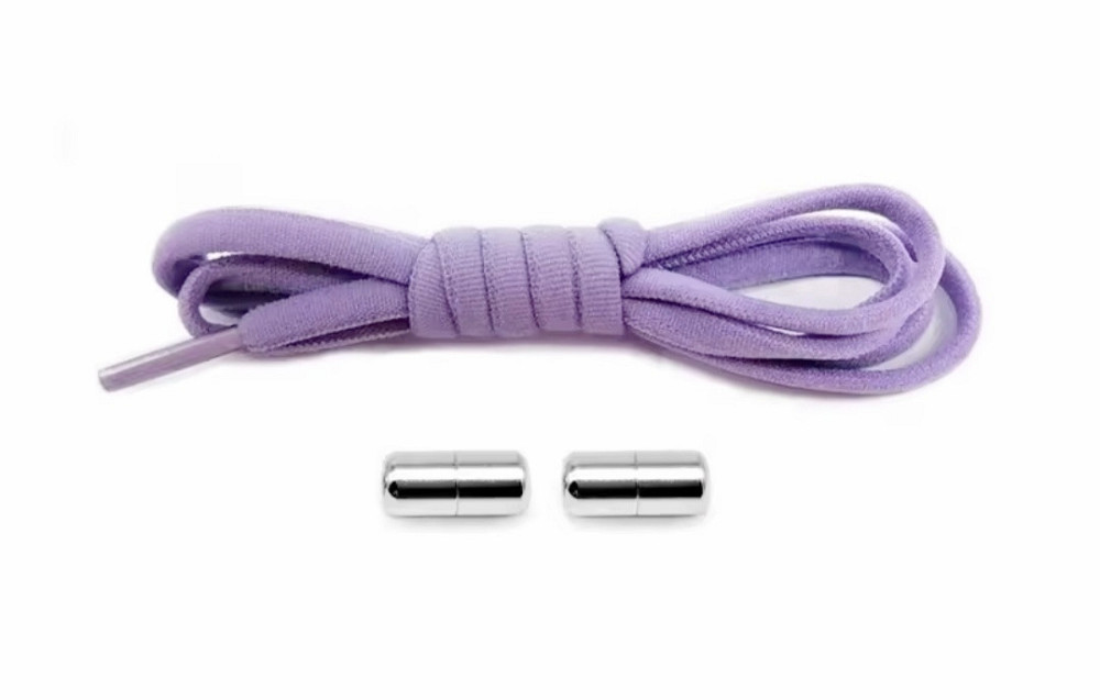 Шнурки эластичные полукруглые без завязок с металлическими застежками Фиолетовый Смела - изображение 1
